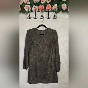 Vintage Gold Metallic Knit Sweater Tunic